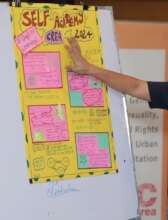 Participant sharing learning from SELF Academy
