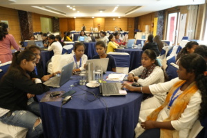 SELF participants learning digital skills