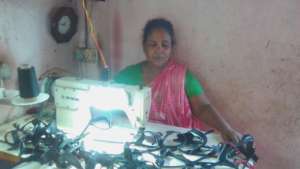 Rehana and her new sewing machine