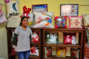 Juanita with handmade cushions