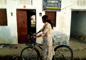 Pathshala; School Teacher with new BiCycle