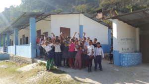 The kids show off their new classrooms and toilets
