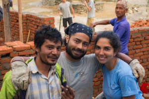 International volunteers and community members