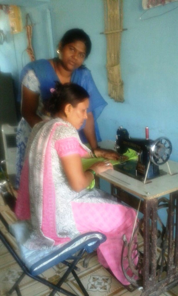 A lady undergoing basic tailoring training
