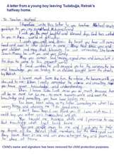 Letter from a boy about to return home