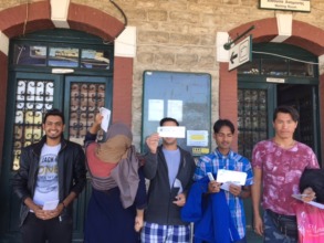 Proud train pass holders - ready for class