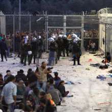 Registration Point for Refugees in Lesvos, Greece