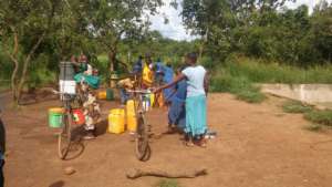 New hand drilled community water pump