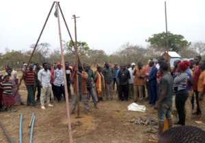 Drilling the bore hole for the irrigation system