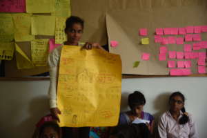 Rukhsar presenting her plan for community project