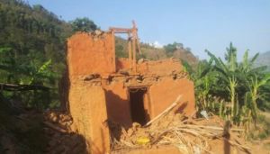 Earthquake damaged home