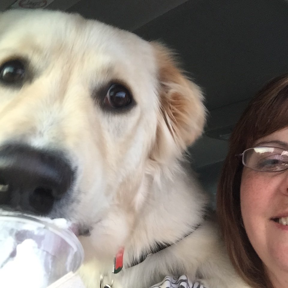 Aspen with her pup cup