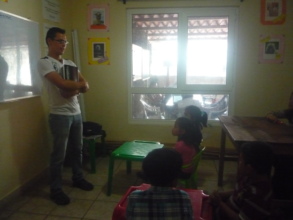 Students teaching their younger peers