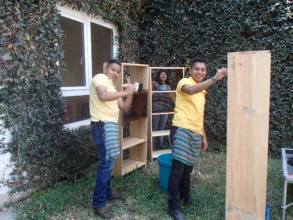 Staining the book shelves