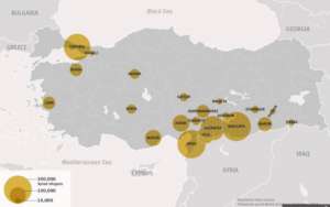 Map of Syrian Refugees in Turkey