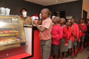 Children queuing for their concessions