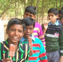 children from Rescue junction enjoying ice creams!