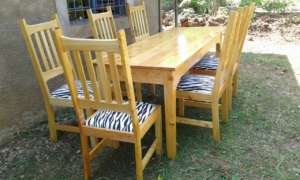 Dining table and chairs made at the workshop