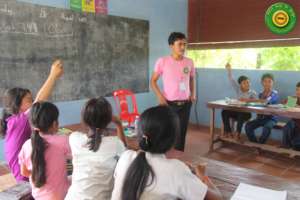 Provide a year of education for 150 Khmer children