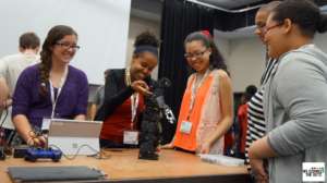 Students With HROS1 Learning Robot