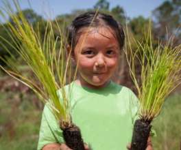 Little Girl with Long Leaf