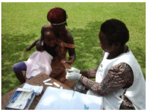 Fig. 2 A nurse getting blood samples for malaria