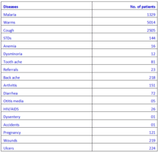 Table 2. No. of patients per ailment 2016 - 2017