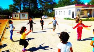 Children enjoying the weather at the camp.