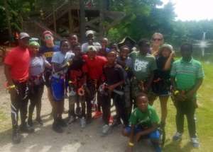 Getting ready for the treetop adventure course