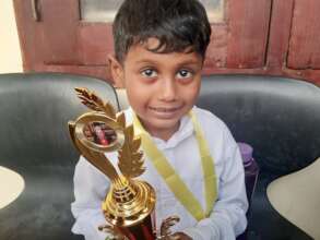 receiving my trophy