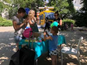 Summer party with jumping castle, games and fun!