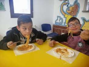 Eating Spaghetti in the Canteen