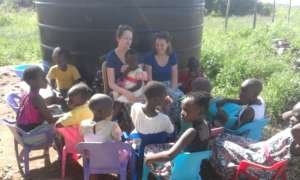 Our volunteers Lauren and Jane with the girls