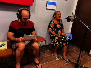 Rosita and Dave in recording studio
