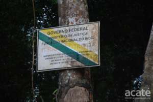 Sign for  Vale do Javari Indigenous Reserve
