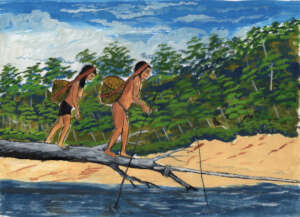 Isolated peoples crossing the Javari river