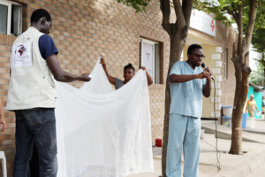Malaria education and net demonstration