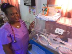 Dr Barbara working with some new equipment