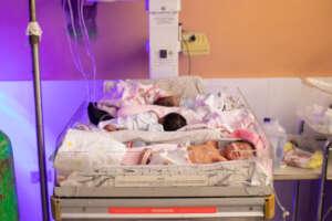 New-borns sharing an incubator