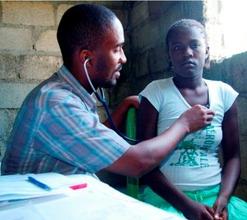 Antinatal checkup at mobile maternity clinic