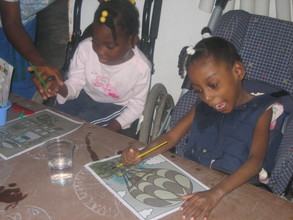 Some of kids learning to paint!