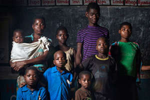 Mercy and her 8 children in Malawi