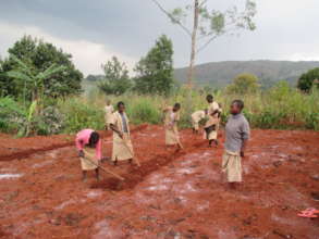 Burundian youth working in the garden