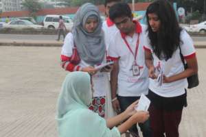 Team Leaders talking with members of the community
