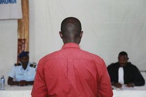 Mock Trial portion of criminal defense training in Burundi