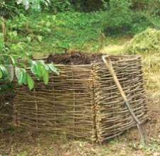 Wicker compost bin.