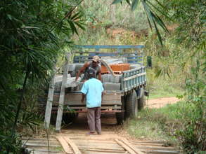 Truck with concrete poles