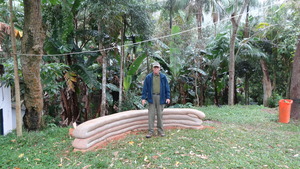 Superadobe bench and me.