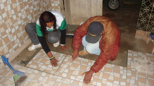 Pavement and wall tiles placing course practice.