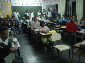 Attentive students on medical care conference.
